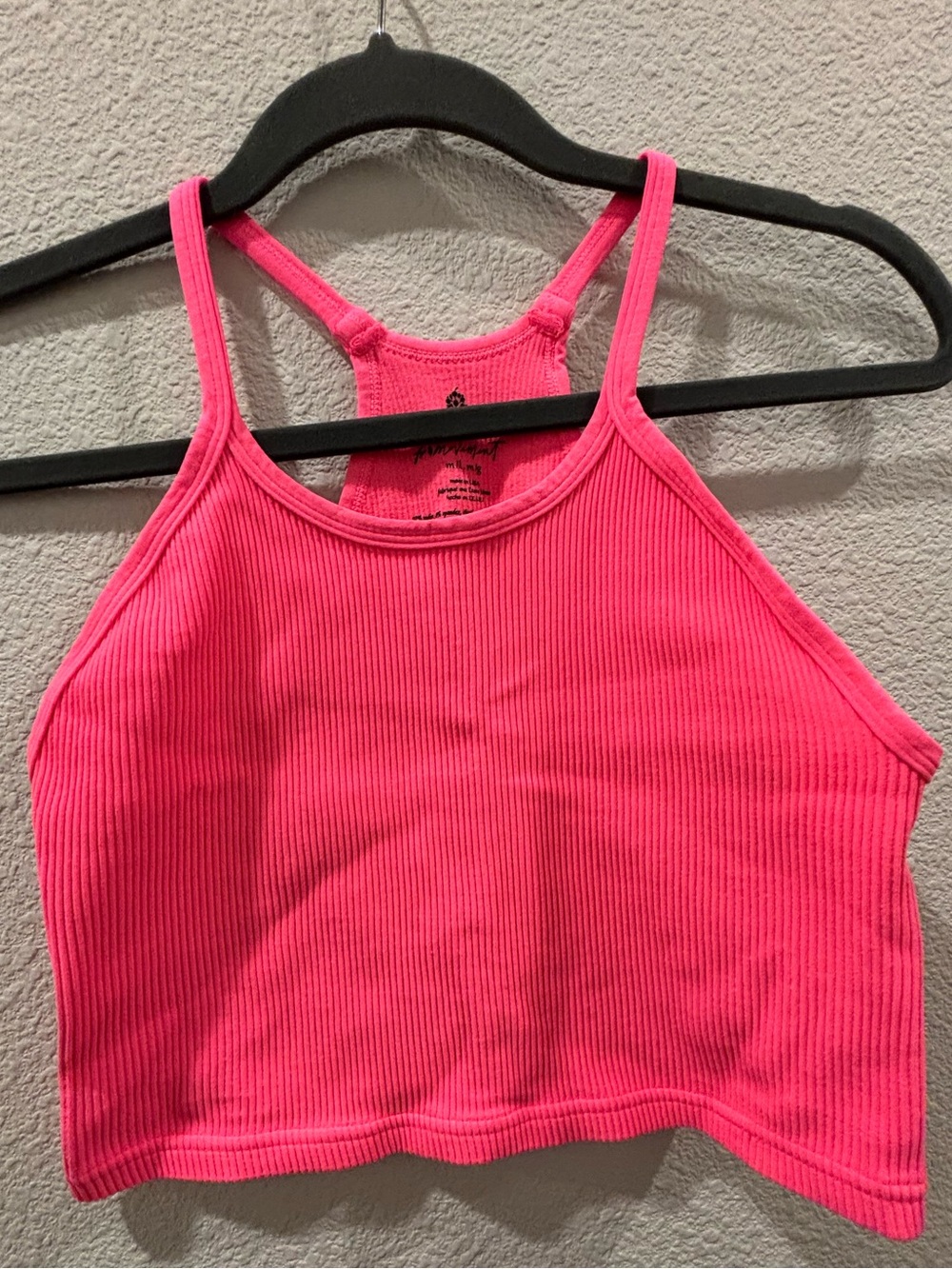 Free People Hot Pink Ribbed Racerback Crop Tank